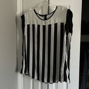 Black white vertical striped top stripes blouse chiffon shirt emo scene